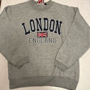 LONDON  ENGLAND Gray embroidered crewneck